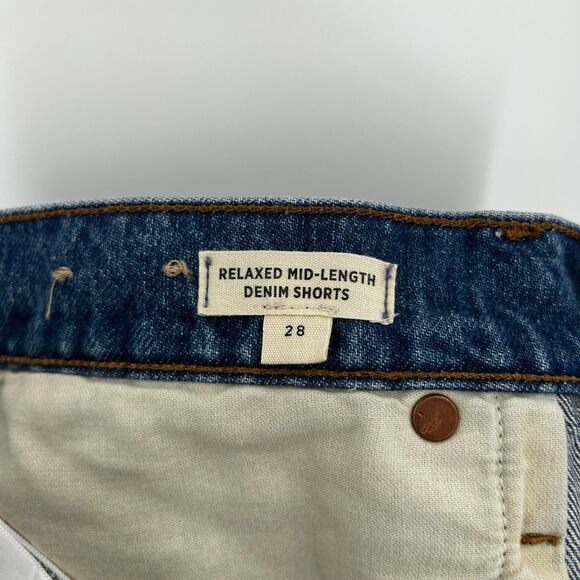 MADEWELL Slouchy Relaxed Fit High Rise Mid Length Blue Denim Shorts Size 28 - Picture 8 of 9